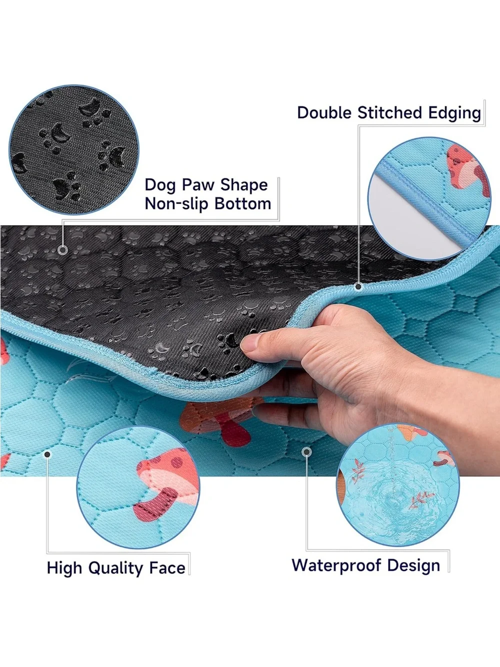 Mushroom Washable Dog Pads, 2-pk Super Absorbent/Reusable, Waterproof 18